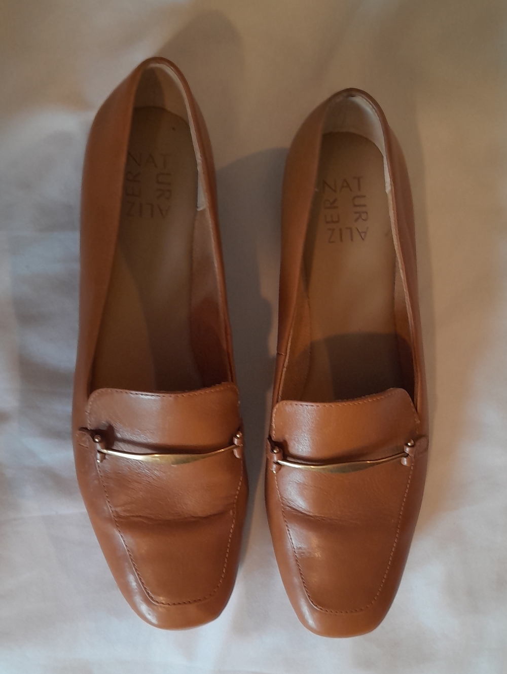 Naturalizer Emiline Brown Leather Loafers with Gold Accent, 10
